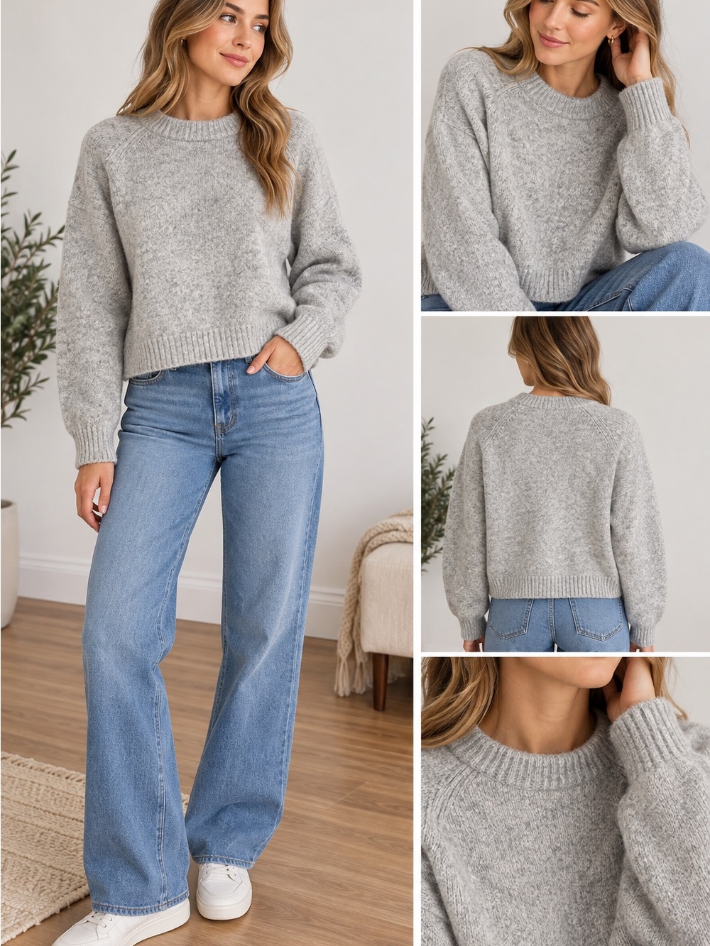 Abercrombie & Fitch Gray Crewneck Knit Sweater Size Medium
